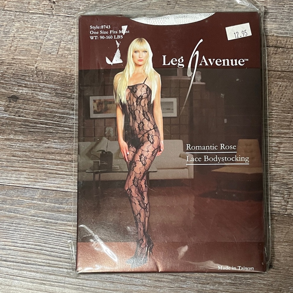 NWT Leg Avenue Romantic Rose Lace Bodystocking - White